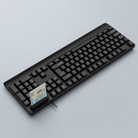 Clavier lecteur de carte à puce intégré, 104 touches, filaire USB, pour contrôle d'accès et terminal de paiement e-commerce