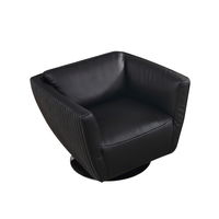 Fauteuil de salon pivotant moderne en cuir écologique, structure en bois massif, pieds en acier carbone, pour la maison, le bureau ou la chambre
