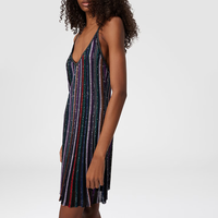 Coloré rayé Lurex Sequin Slip robe femmes col en V dos nu robes de soirée avec paillettes scintillantes pour la mode d'été
