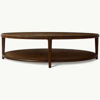 Table basse ovale de luxe en bois massif Pindel Handicraft avec étagère de rangement, durable, facile à nettoyer, taille et couleur personnalisables pour salon