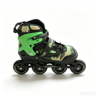 Patins à roulettes d'extérieur vert camouflage militaire avec 4 roues en PU pour une protection intégrale et une sécurité accrue lors de la patinage