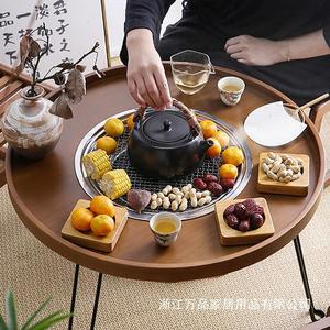เตาชาไม้ไผ่แบบพกพา พับได้ ใช้ถ่าน สำหรับตั้งแคมป์กลางแจ้ง พร้อมเตาย่างในตัว สำหรับชงชาและทำอาหาร - Product Image 2