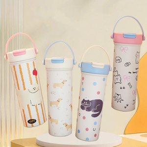 แก้วกาแฟแบบพกพา 600 มล. รุ่นใหม่ ดีไซน์สวยงาม พร้อมหลอดดูดแยกชา แก้วเก็บความร้อนสแตนเลส - Product Image 5