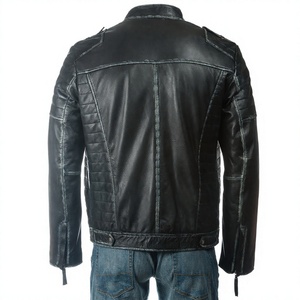 Genuine <b>Sheepskin</b> Bomber Leather <b>Jacket</b> Men Motorcycle Leather <b>Jackets</b> Black Color Leather <b>Jacket</b> For Men - Product Image 2