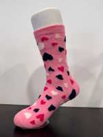 Chaussettes personnalisées pour femmes avec logo, motif cœur mignon, tricotées, respirantes, écologiques, chaudes, en coton thermique, douces, pour usage quotidien en intérieur