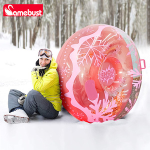 Tube à neige gonflable Samebust 90 cm en PVC épaissi pour enfants, jouet d'hiver pour le glissement sur neige, motif flocon de neige rose à paillettes - Product Image 4