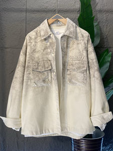 Automne nouveauté Streetwear cravate-teinture <span class=keywords><strong>Ombre</strong></span> veste brodée coupe ample unisexe manteau avec bouton décoration respirant - Product Image 3