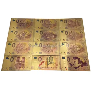 Craft collection 0 euro 24k gold foil plated pet banknote in stock