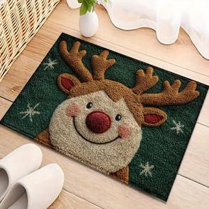 Tapis de porte Temu en imitation cachemire, motif renne de Noël, rectangulaire, absorbant, décoratif, pour la maison, la salle de bain, les toilettes - Product Image 2