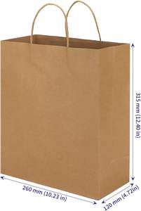 Sac en papier kraft imprimé sur mesure avec poignées, pliable, grand volume, pour les courses, emballage écologique - Product Image 2