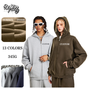 Lumin <span class=keywords><strong>2026</strong></span> kustom Logo Zip setelan keringat untuk Pria & Wanita Plus ukuran kasual musim gugur sweter Jogging dengan saku 100% katun - Product Image 1