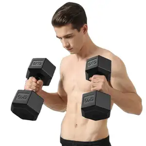 Conjunto de halteres galvanizados hexagonais de borracha revestida Kettlebell Equipamento de ginástica para exercícios de abdômen para homens