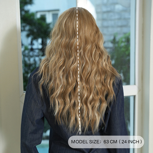 Perruques synthétiques longues de 24 pouces, marron <span class=keywords><strong>doré</strong></span> à blond clair, avec bandeau noir, fibre résistante à la chaleur, aspect naturel mat - Product Image 4