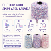 Pastel Core Spun Fancy Yarn Dyed Polyester/Acrylic Multicolor Eyelash Feather Yarn for Christmas Tree Wreath Gift Wrap Party