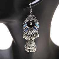 Boucles d'oreilles vintage en forme de cloche pour femme, bijou tibétain, motif floral, géométrique classique, inde, Jhumka