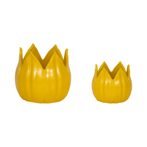 Vasi in ceramica a forma di petalo, design tulipano giallo, vasi da fiori per interni ed esterni, contenitori decorativi per piante da giardino, set di due. - Product Image 3