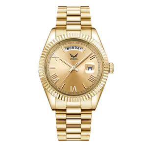 Reloj de acero inoxidable 316l resistente al agua 5atm con calendario minimalista de lujo para hombre, relojes de cuarzo para hombre