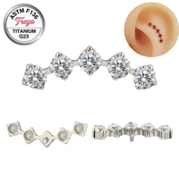 Verbundener Zirkonia-Ohrstecker mit flacher Rückseite für Helix und Knorpel, ASTM F136 Titan, Innengewinde, Labret, feiner Körperschmuck