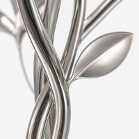 Sculpture d'arbre moderne en métal argenté électroplaqué, branches de feuilles en acier inoxydable, personnalisable, commande en gros pour projets hôteliers et commerciaux
