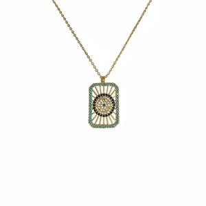 Collier à pendentif en métal doré design mauvais œil - Product Image 2