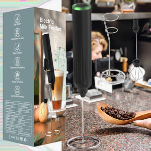 Mousseur à lait électrique en acier inoxydable avec support pour café <span class=keywords><strong>et</strong></span> thé, outils de préparation de café <span class=keywords><strong>et</strong></span> de thé en boîte, y compris un moulin - Product Image 3