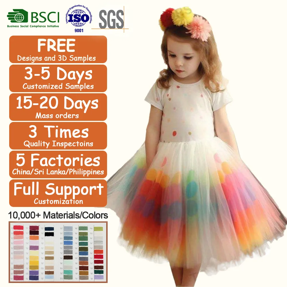 Robe Tutu colorée pour fille, jupe Tutu imprimée à pois, nouveau Design de fleur pour enfant, jupe Tutu pour fille, offre spéciale