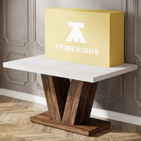 Table à manger Tribesigns pour 4 personnes, table à manger blanche pour la cuisine avec base robuste, table à manger en bois de style farmhouse pour la salle à manger à domicile
