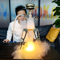 Chicha en verre borosilicate de luxe, résistante à la chaleur, avec éclairage LED, ensemble chicha en verre