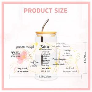 Transferts UV personnalisés pour tasses de 16 oz, 4 feuilles, motifs floraux, citations inspirantes, versets bibliques, cadeaux chrétiens, imperméables, à frotter - Product Image 3