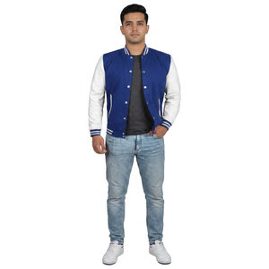 Chaqueta Varsity Casual para Hombre de Alta Calidad, Personalizada con Bordado Chenille, Transpirable, de Algodón, con Cuello Alto y Logotipo Frontal - Product Image 1