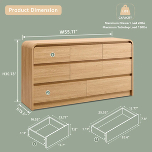 Muebles de Dormitorio, Cómoda Moderna de 8 Cajones para Dormitorio, Cómodas y Cajoneras de 55 Pulgadas de Ancho con Diseño de Perfil Curvo - Product Image 5