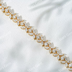 Pulsera de Diamantes de Laboratorio Starsgem en Oro Amarillo y Blanco de 18K, 6.9ct DEF VS, Corte Marquesa y Redondo, Diamante Cultivado en Laboratorio, Pulsera de Diamantes en Oro de 18k - Product Image 4