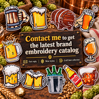 Lot de patchs brodés pour amateurs de bière, motifs tasses, fûts, bouteilles, barres, à thermocoller ou à coudre, pour loisirs créatifs, cadeaux et décoration