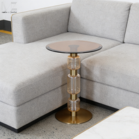 Table basse ronde minimaliste moderne OEM en gros, table d'appoint personnalisée avec cadre en verre pour salon et appartement