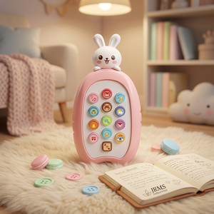 Jouet musical pour téléphone en plastique en forme de lapin mignon, touches de piano lumineuses, jeu éducatif d'imitation, téléphone alimenté par piles pour bébés et tout-petits - Product Image 2