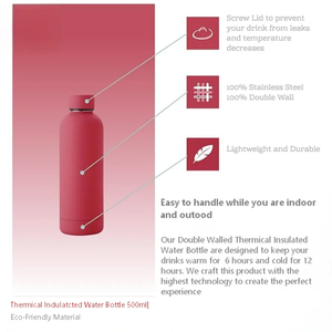 Bouteille isotherme à double paroi en acier inoxydable 500 ml, isolation thermique 6-12 heures, design moderne, cadeaux d'affaires portables, vente chaude - Product Image 6