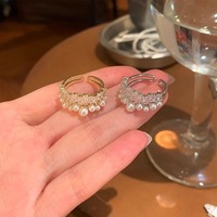 Nouvelle mode, bague de mariage pour femme en or 18 carats à double couche, sertie de zircon étincelant, sertissage à griffes, ouverture latérale réglable