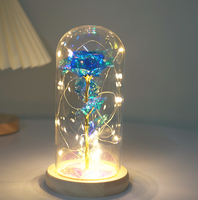 24K Or Galaxy Rose Fleur Verre Dôme LED Lumière Usine En Gros-pour Cadeau Noël Graduation Pâques Fête Des Mères Fleurs Rouges