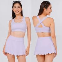 Ensemble de sport et yoga pour femmes, soutien-gorge de sport antichoc à dos croisé et mini-jupe, tenue de golf et de tennis