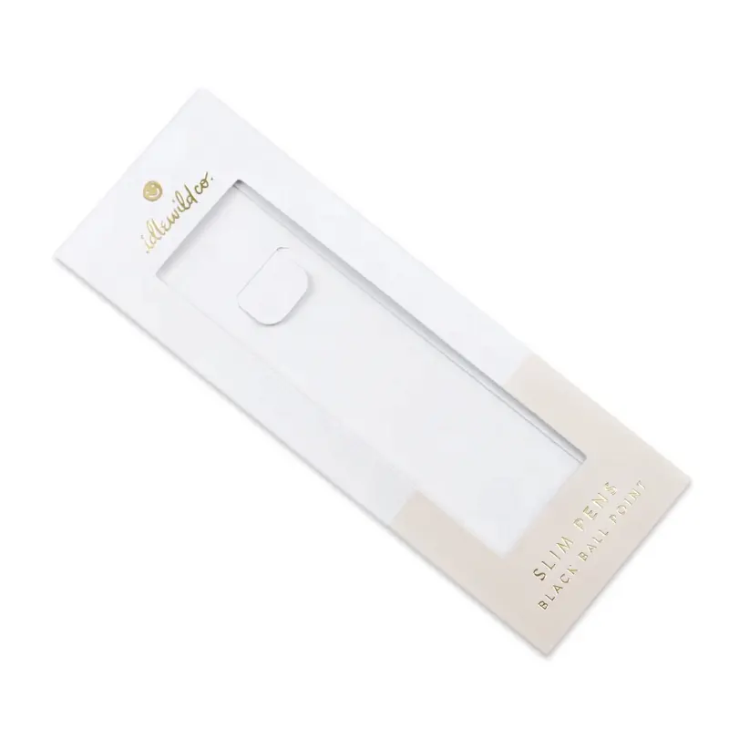 Caja de papel de embalaje con logotipo de color dorado, sobre personalizado, con ventana