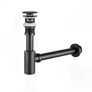 Trampa de botella de oro de titanio, sifón redondo de latón, lavabo de tocador de baño <span class=keywords><strong>con</strong></span> desagüe emergente - Product Image 4