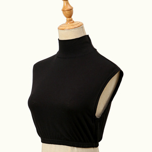 Nouvel arrivage de faux col en jersey de couleur unie pour femme musulmane à ourlet élastique - Product Image 4
