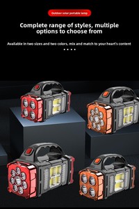 Linterna Solar de Mano Impermeable de Emergencia, Banco de Energía, Más de 1000 Lúmenes, Haz Ajustable, Recargable por USB, para Camping, Pesca y Búsqueda - Product Image 3