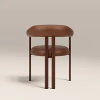 Fauteuil à accoudoirs incurvés en cuir huilé et bois, idéal pour la salle à manger, le bureau ou le salon, fauteuil de loisirs polyvalent