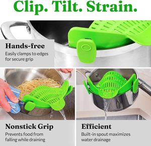 Adjustable <b>Pasta</b> Strainer Silicon Food Colander Silicone Clip on Strainer for Pots <b>Pans</b> - Product Image 3