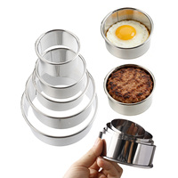 5-delige set koekjesvormpjes van roestvrij staal, ronde biscuitvormpjes, deegvormpjes voor cake, gebak, fruit, taart, mousse, voor bakken en in de keuken
