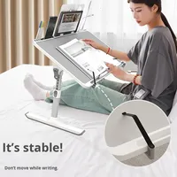 Mesa Auxiliar Plegable Simple con Superficie de Tablero de Densidad Ajustable, Mesa Pequeña para Dormitorio, Estudio, Portátil, Escritorio de Lectura para Niños, Estantería