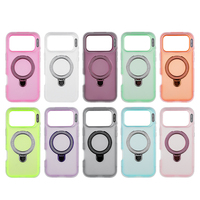 Coque de téléphone antichoc 3-en-1 détachable en TPU+PC dépoli transparent avec support magnétique pour vente en gros