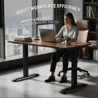 Bureau debout ergonomique moderne à hauteur réglable manuelle avec manivelle, structure en acier, pour bureau à domicile et ordinateur