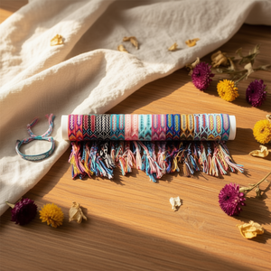 Set di 24 Braccialetti Intrecciati Atelier, 1,5 Cm, Multicolore con Nappine, Stile Bohémien, Elastici, Unisex, alla Moda - Product Image 2